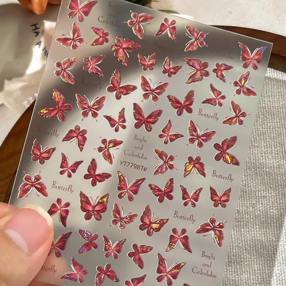 Shining Butterfly Nail decal sticker/ Nail art/ 3D Adhesive/ DIY use