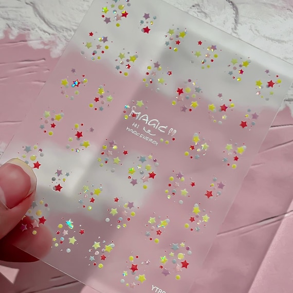 Spring Colorful Stars Nail decal sticker/ Nail art/ 3D Adhesive/ DIY use