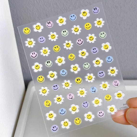 Flower smiling face nail decal sticker/3D Cartoon nail art/DIY use