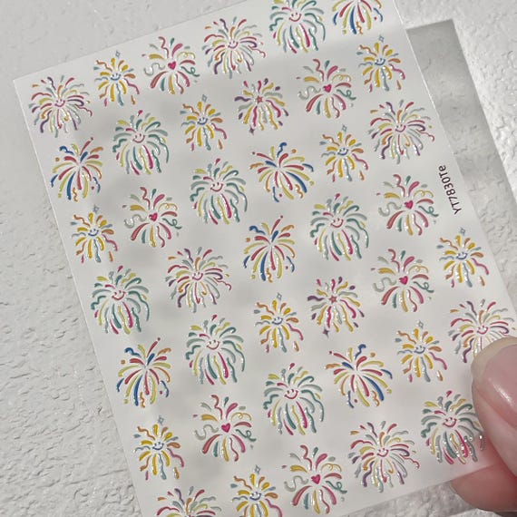 Colorful Fireworks Nail decal sticker/ Nail art/ 3D Adhesive/ DIY use