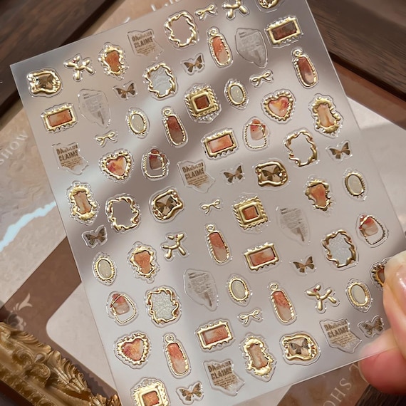 Vintage Photo Frame Nail decal sticker/ Nail art/ 3D Adhesive/ DIY use