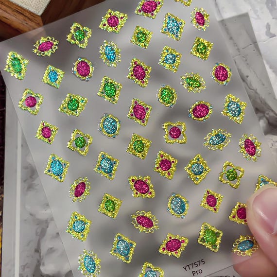Metal Gem Nail decal sticker/ Nail art/ 3D Adhesive/ DIY use
