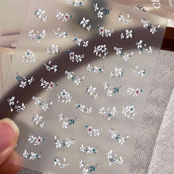 Simple Floral Nail decal sticker/ Nail art/ 3D Adhesive/ DIY use