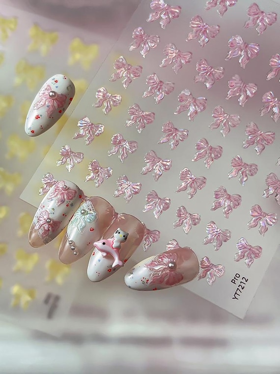Jelly Bow Nail decal sticker/ Nail art/ 3D Adhesive/ DIY use