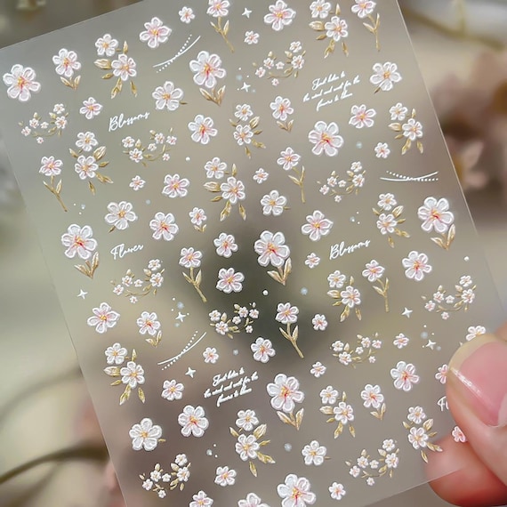Spring Pink Cherry Blossom Nail decal sticker/ Nail art/ 3D Adhesive/ DIY use