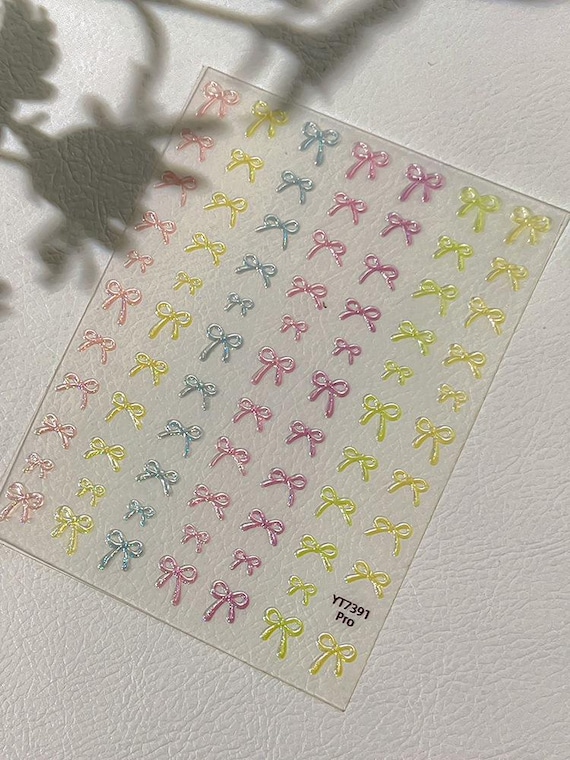 Jelly bow Nail decal sticker/ Nail art/ 3D Adhesive/ DIY use