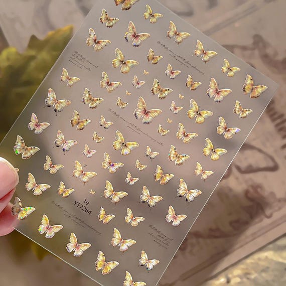 Realistic Butterfly Nail decal sticker/ Nail art/ 3D Adhesive/ DIY use