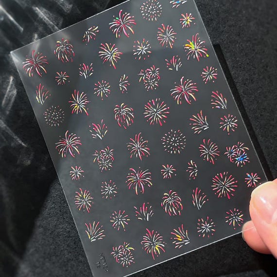 Colorful Fireworks Nail decal sticker/ Nail art/ 3D Adhesive/ DIY use