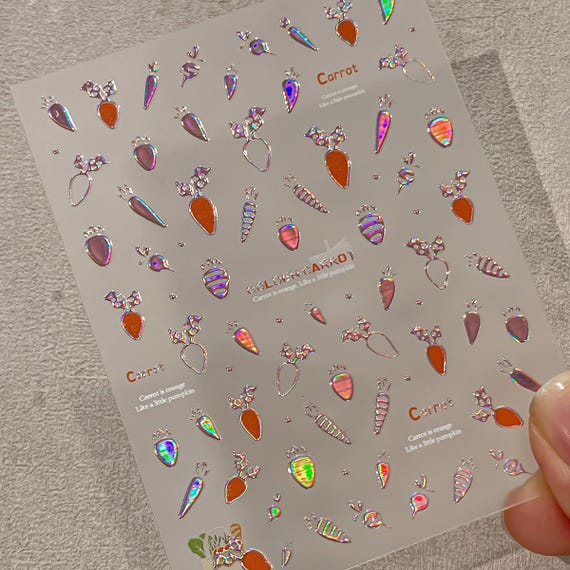 Cartoon Carrot Nail decal sticker/ Nail art/ 3D Adhesive/ DIY use