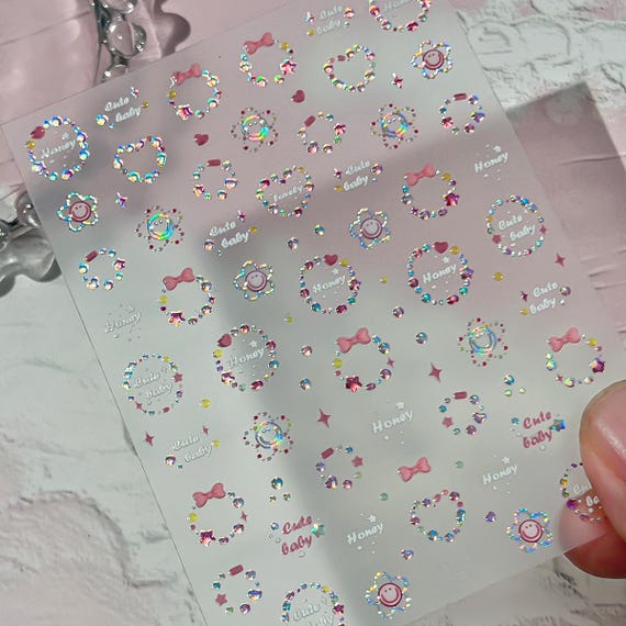 Love Heart Gem Nail decal sticker/ Nail art/ 3D Adhesive/ DIY use