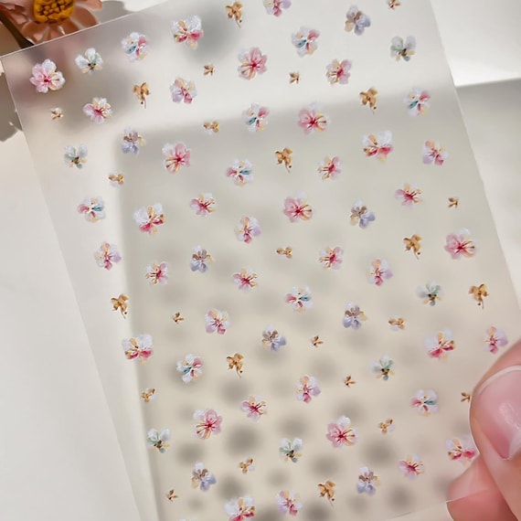 Spring Oil Painting Floral Flowers Nail decal sticker/ Nail art/ 3D Adhesive/ DIY use
