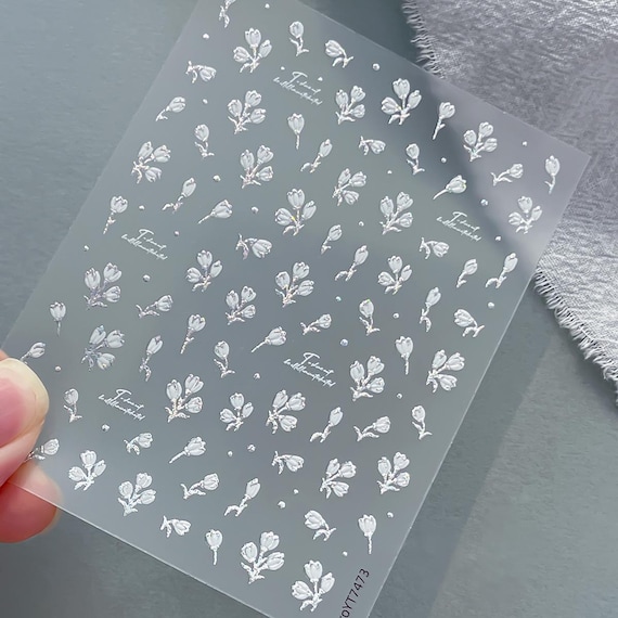 Spring Tulip Floral Flowers Nail decal sticker/ Nail art/ 3D Adhesive/ DIY use