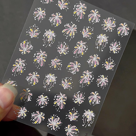 Colored Fireworks Nail decal sticker/ Nail art/ 3D Adhesive/ DIY use