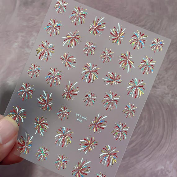New Year Fireworks Nail decal sticker/ Nail art/ 3D Adhesive/ DIY use