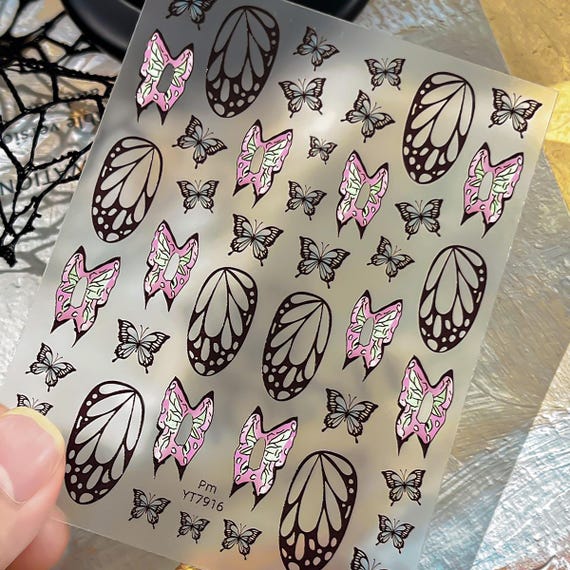 Hand-painted Butterfly Wings Nail decal sticker/ Nail art/ 3D Adhesive/ DIY use