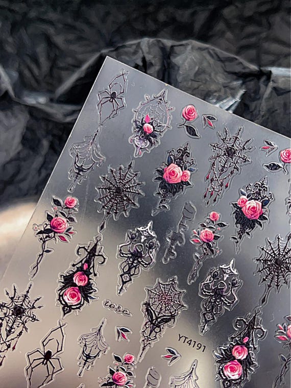 Dark Night Rose Nail decal sticker/ Nail art/ 3D Adhesive/ DIY use