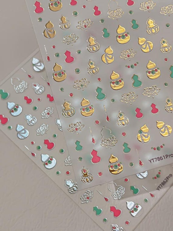 Gourd Nail decal sticker/ Nail art/ 3D Adhesive/ DIY use