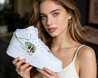 Custom Pet Portrait Air Force 1 Mid | Personalized Gift for Dog Lovers