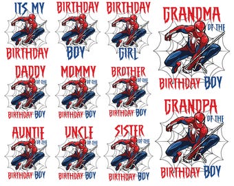 Spider Family Birthday Svg Bundle, Spiderman Birthday SVG Digital File, Family Birthday Svg, Svg For Cricut