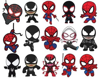 Paquete de SVG de Spidey, SVG de Spidey, Clipart de Spiderman, Silueta de Spidey, SVG de superhéroe, Archivos de corte de SVG de bebé Spidey (PDF, PNG, SVG)