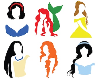 6pcs, LAYERED, Princess SVG Bundle, Princess svg, Princess party svg, belle svg, aurora svg, ariel svg, snow white svg,