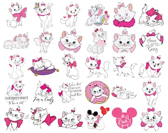 63 Marie cat SVG, Koty svg, Aryskotraci SVG, Cliparty kotów, Pakiet warstwowy SVG, Cricut Aryskotraci svg