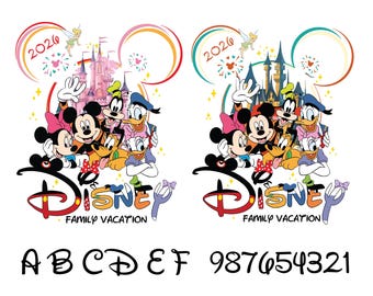 Family Vacation 2026 Png Bundle, Matching Cartoon Group Outfits, Mickey Minnie Castle Png, Family Trip 2026 Png, Magical Kingdom Png