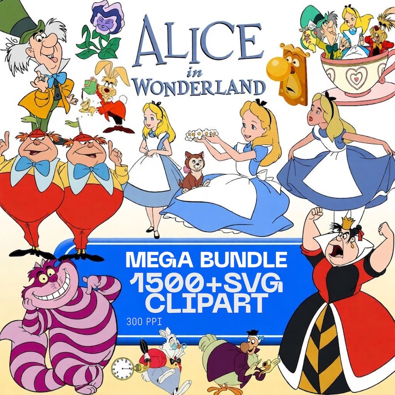 Alice in Wonderland Svg Bundle 1500+, Wonderland SVG Clipart, Alice Tea ...