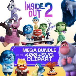 Inside Out 2 SVG Mega Bundle, 400+ Inside Out Characters SVG, Joy Sadness Anger Fear Disgust Clipart, Cricut Sublimation Files 300 DPI