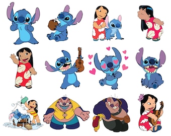 Stitch And Lilo SVG, Stitch svg out-line bundle, Angel svg, stitch clipart, stitch png, lilo cartoon svg, stitch svg cricut, silhouette svg,