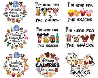 Cartoon Snacks SVG Bundle, Mickey Theme Park Food PNG, Family Vacation Shirt Design, Minnie I'm Here For The Snacks SVG, Cute Pretze