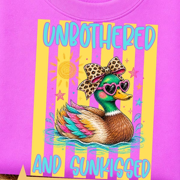 Ungestört und sonnengeküsst PNG, Sommer Ente PNG, Preppy Stockente Ente, Boutique Sommer Shirt, Strand Urlaub Sublimation, Girly Enten Grafik