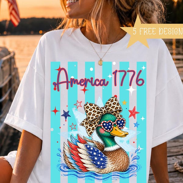250-jähriges Jubiläum png, Amerika 250, Patriotische Ente PNG, Kokette 4. Juli PNG, Amerika 1776 Entenhemd Design, Preppy Sommer Sublimation