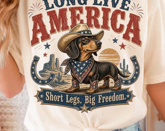 Long Live America PNG, Patriotic Dachshund Shirt Design, Fourth Of July Wiener Dog Sublimation, Retro Americana Dog Graphic Tee
