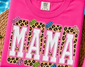 Preppy Mama PNG, Embroidery Mama Sublimation Design, Leopard Print Mama PNG, Chenille Patch Mama, Trendy Mama Shirt PNG, Mom png