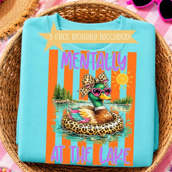 Streifen Lake Life Shirt PNG, geistig am See PNG, Preppy Duck Shirt Design, Sommer Stockente PNG, Boutique Lake Day Grafik
