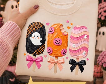 Cute Brushstroke Halloween Popsicle PNG, Preppy fall Digital Download, DTF, Trendy Boutique Shirt, Girly Aesthetic, Sweets, Kids Design