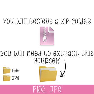 Może przedstawiać: Grafika z tekstem &bdquo;OTRZYMASZ FOLDER ZIP&rdquo; i &bdquo;BĘDZIESZ MUSIAŁ TO SAM WYODRĘBNIĆ&rdquo;. Obraz zawiera r&oacute;żową ikonę folderu ZIP oraz ż&oacute;łte ikony folder&oacute;w z tekstem &bdquo;PNG&rdquo; i &bdquo;JPG&rdquo;.