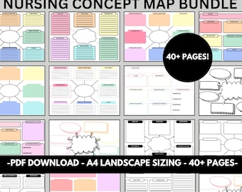NURSING concept map bundle TEMPLATE, pharmacology, disease processes, student nurse study guide