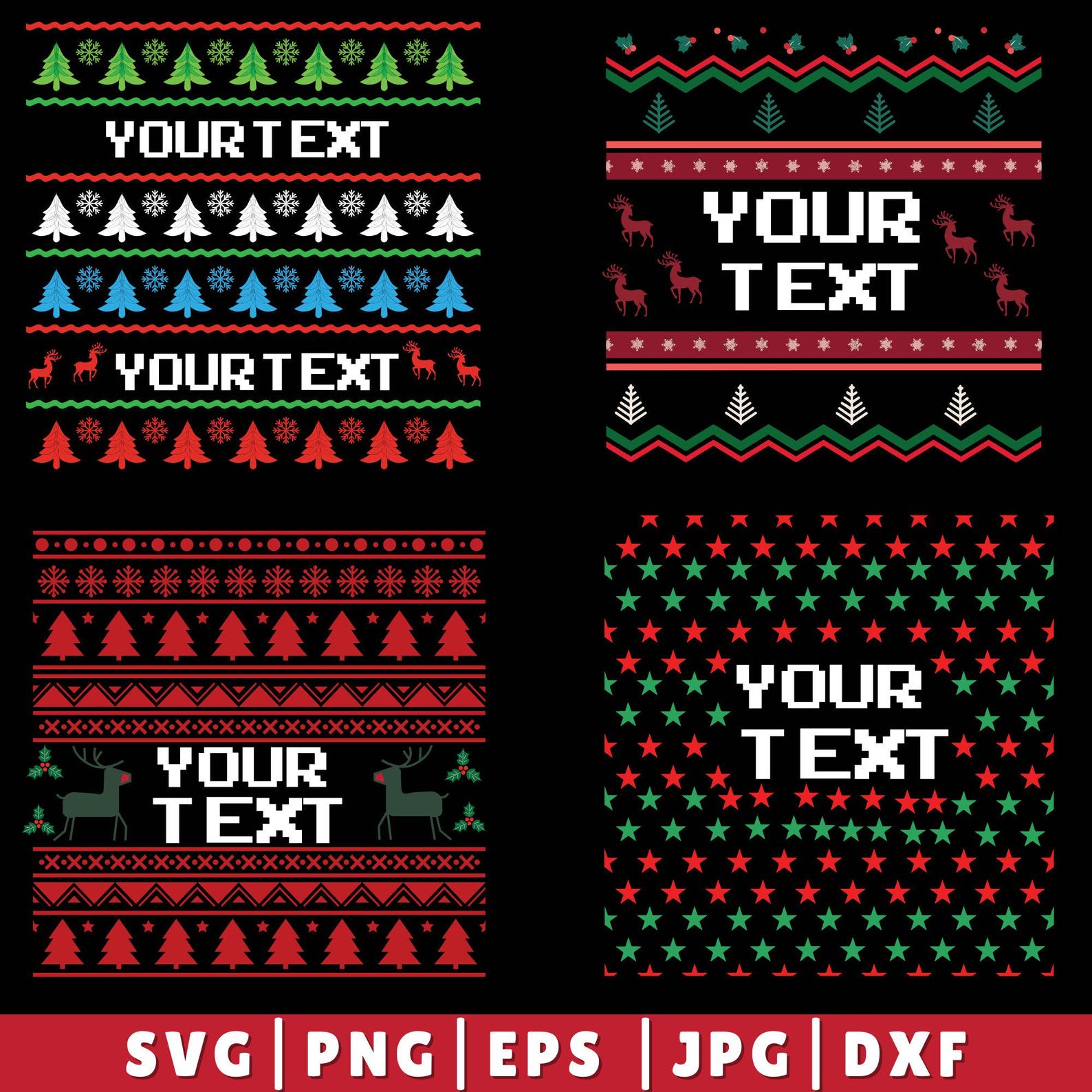 12 Christmas Ugly Sweater SVG Bundle, Christmas Ugly Sweater Templates ...