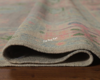 Pink Bright Modern Oushak Rug Blue Handwoven Wool Navy Area Rug 8x10