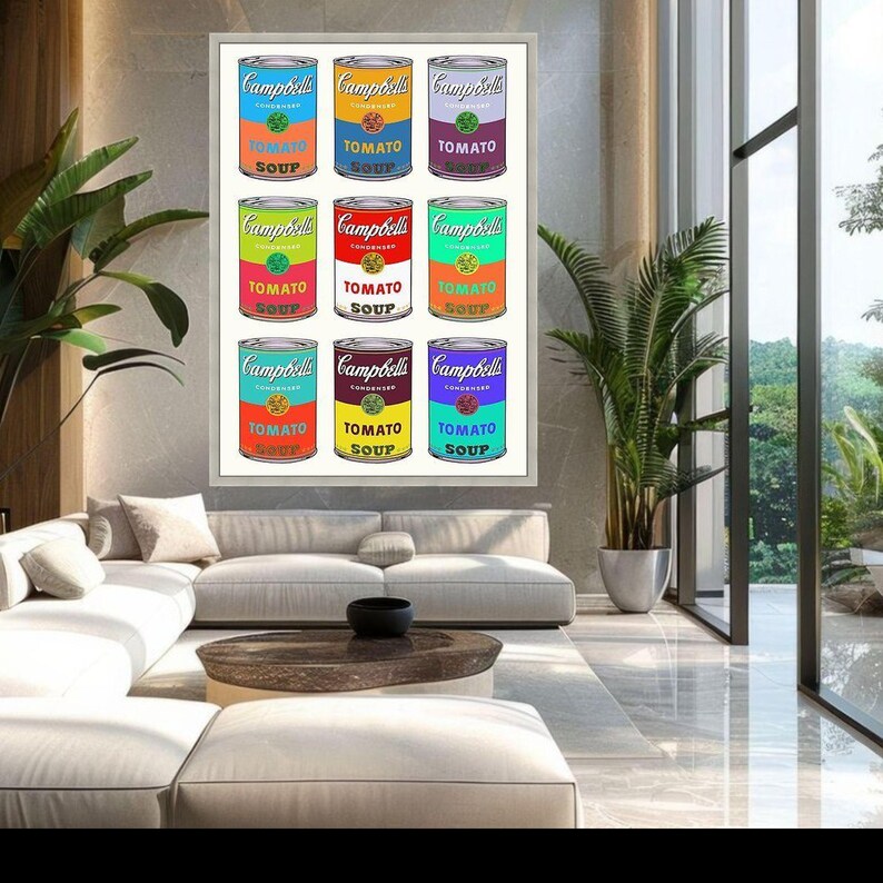 Campbell's Soup Cans Canvas, Colorful Pop Art, Retro Kitchen Decor - Etsy