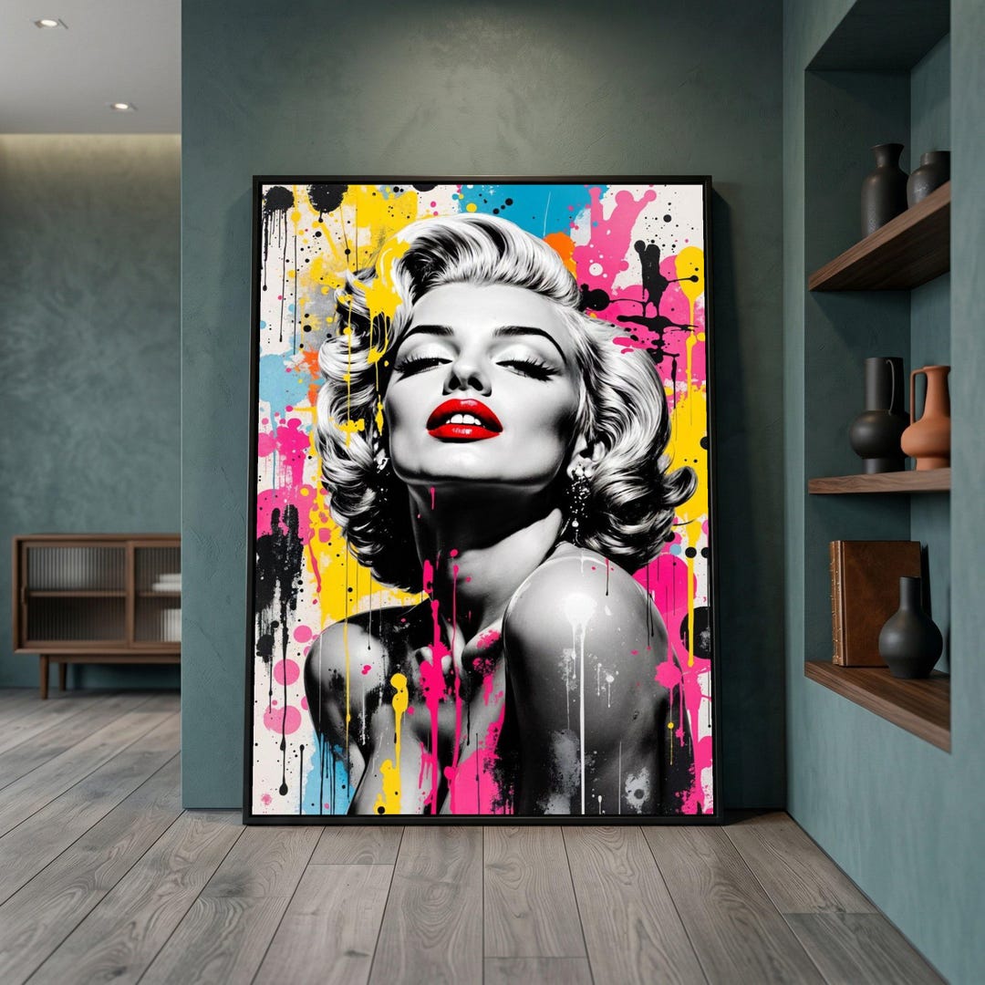 Marilyn Monroe Pop Art Canvas, Colorful Graffiti Portrait, Modern Wall ...