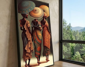 African Women Canvas Print, Traditional Fashion Wall Art