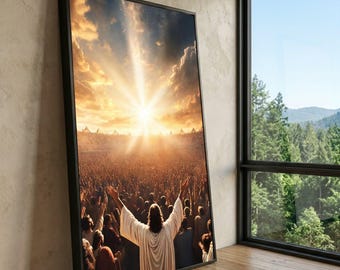 Canvas Jezus Christus, goddelijk licht, christelijke muurkunst