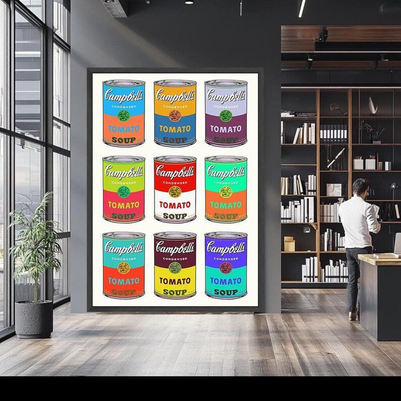 Campbell's Soup Cans Canvas, Colorful Pop Art, Retro Kitchen Decor - Etsy