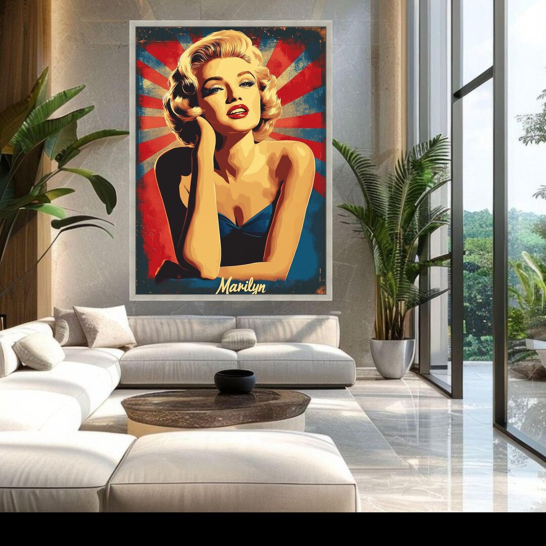 Iconic Marilyn Monroe Canvas Wall Art, Retro Pop Art Portrait, Glamour ...