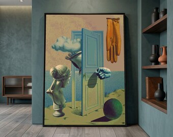 Surrealist Canvas Art Print, Abstract Door Scene, Modern Home Decor