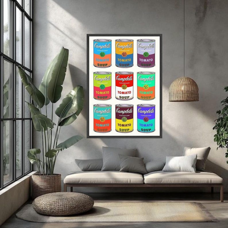 Campbell's Soup Cans Canvas, Colorful Pop Art, Retro Kitchen Decor - Etsy