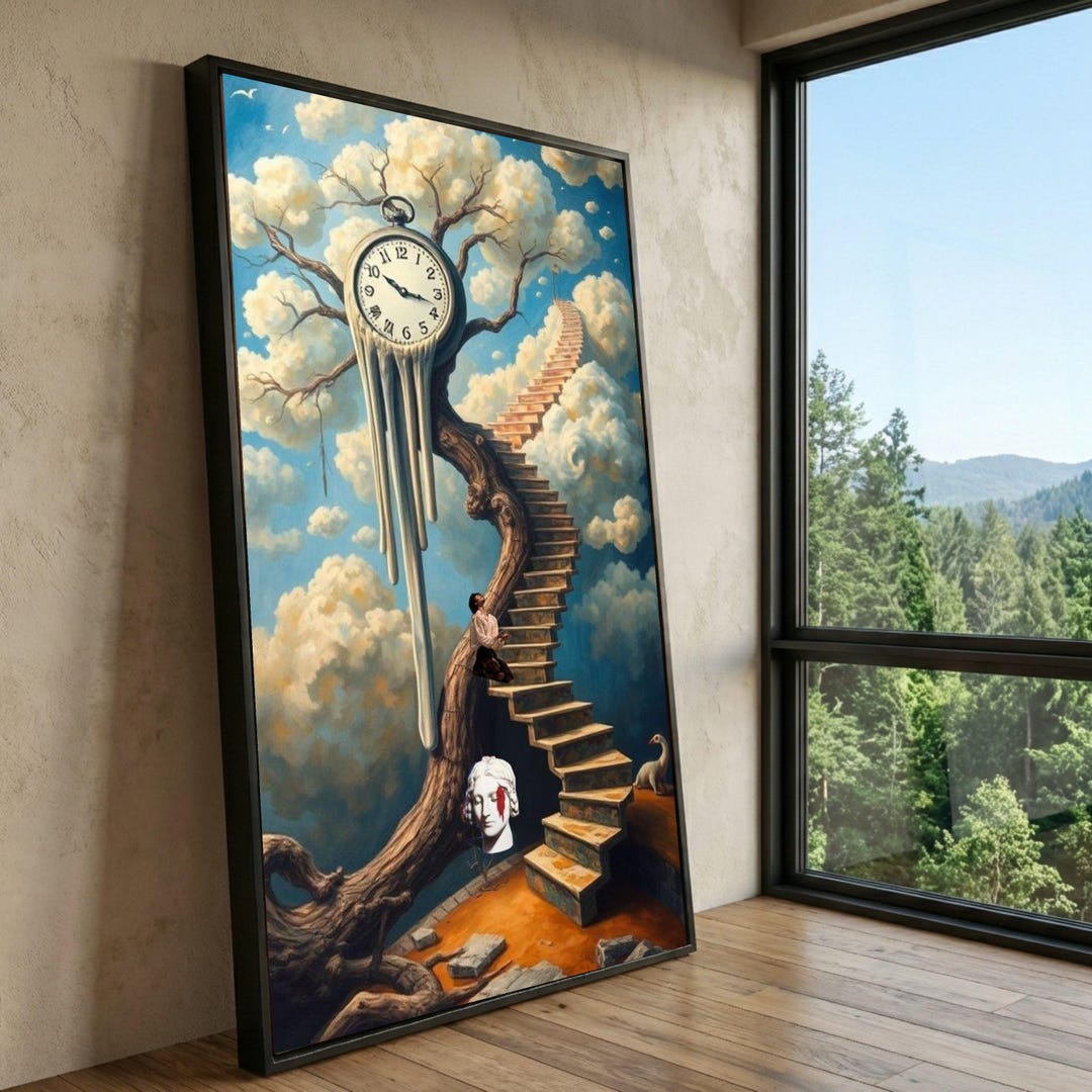 Melting Clock Surreal Canvas Art, Salvador Dali Style, Dreamlike Decor ...